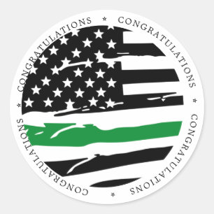 Thin Green Line Military Congratulations Classic Round Sticker