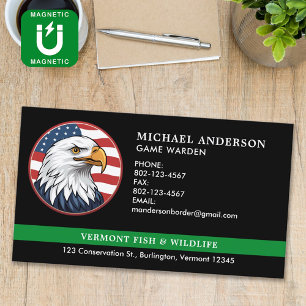 Thin Green Line Military Police Border Patrol Logo Magnetic Business Card