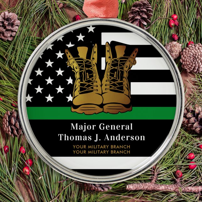 Thin Green Line Personalised Army Boots Military Metal Ornament (Creator Uploaded)