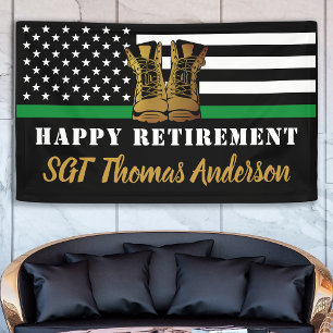 Thin Green Line Personalised Military Retirement Banner