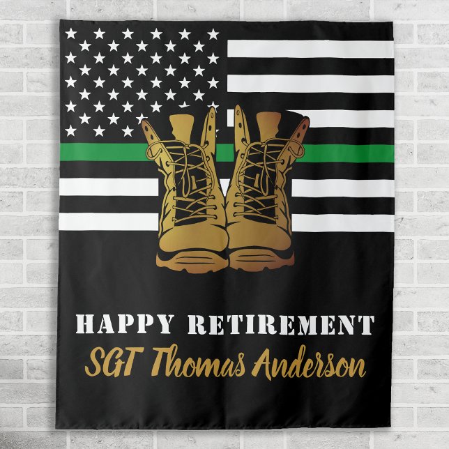 Thin Green Line Personalised Military Retirement Tapestry (Creator Uploaded)