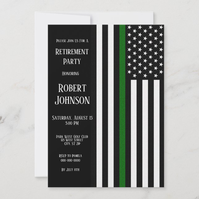 Thin Green Line Retirement Invitation (Front)