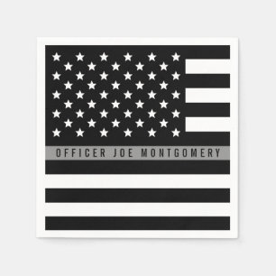 Thin Grey Line American Flag Monogram Napkin