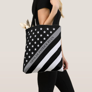 Thin Grey Line Correctional American Flag Monogram Tote Bag