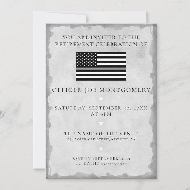 Thin Grey Line Correctional Flag Retirement Party Invitation (Front)