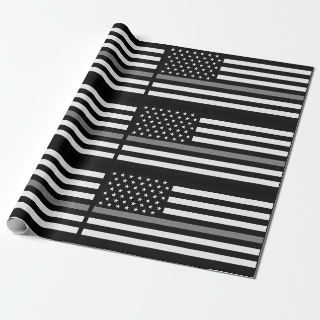 Thin Grey Line Correctional Officer Flag Wrapping Paper (Unrolled)