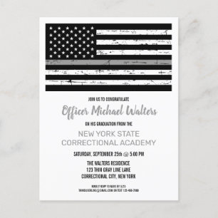 Thin Grey Line Correctional Officer Graduation Invitation Postcard