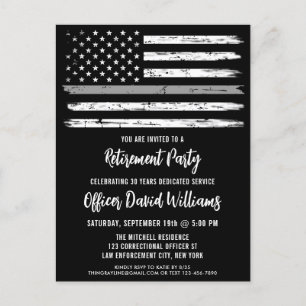 Thin Grey Line Correctional Officer Retirement Announcement Postcard