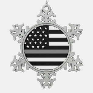Thin Grey Line Correctional Officer Snowflake Pewter Christmas Ornament