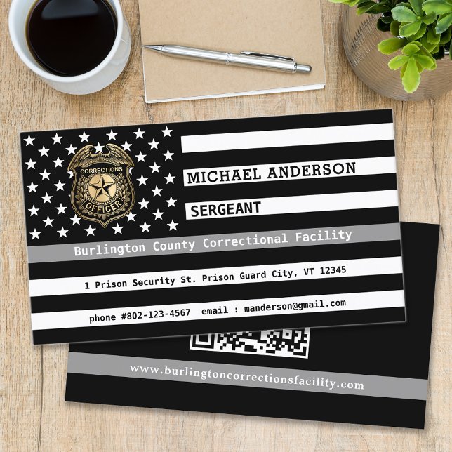 Thin Grey Line Custom Logo Corrections Officer Business Card (Creator Uploaded)