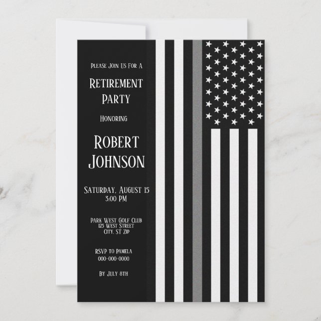 Thin Grey Line Retirement Invitation (Front)