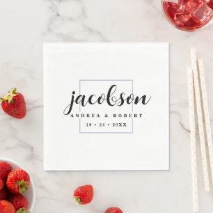 Thin Lavender Border Napkins with Surname