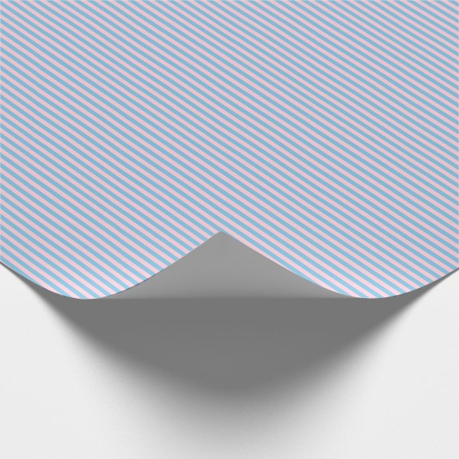 Thin Light Blue and Light Pink Stripes Wrapping Paper (Corner)