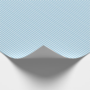 Thin Light Blue and White Stripes Wrapping Paper