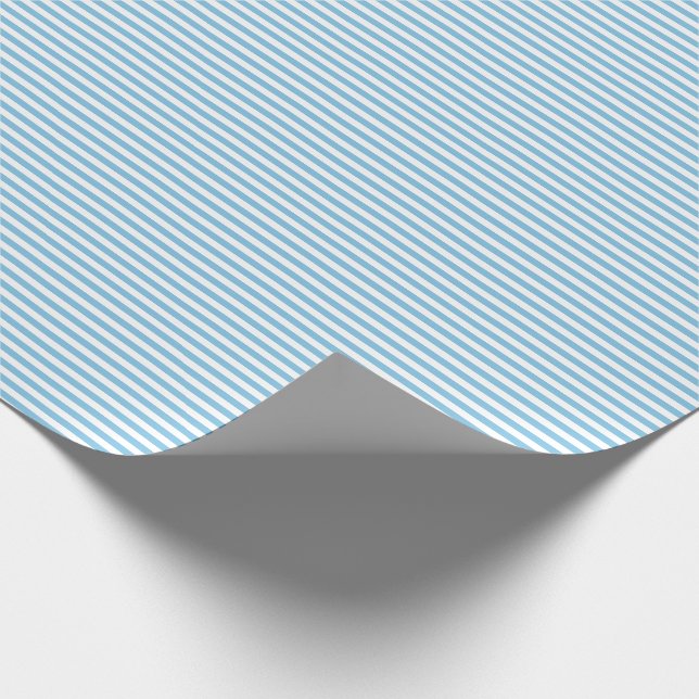 Thin Light Blue and White Stripes Wrapping Paper (Corner)