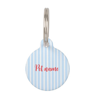 Thin Light Blue Stripes Pet Tag