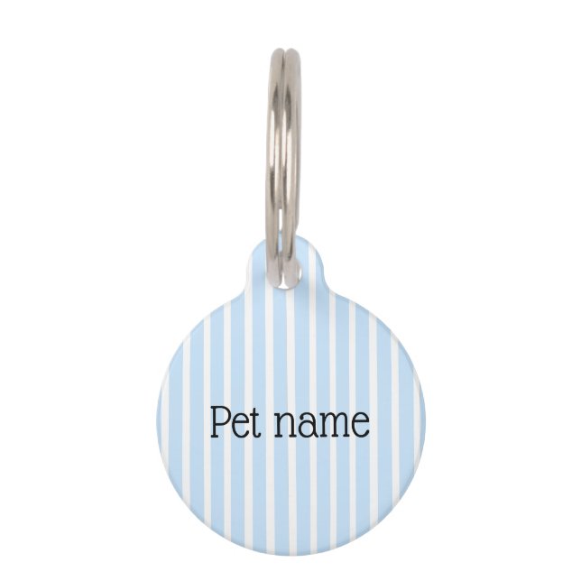 Thin Light Blue Stripes Pet Tag (Front)