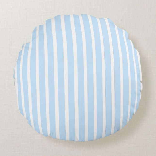 Thin Light Blue Stripes Round Cushion (Front)