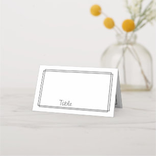 Thin Line Border Black White Place Card