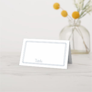 Thin Line Border Dusty Blue Place Card