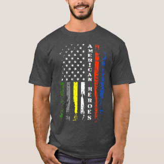 Thin Line First Responder  Patriotic American T-Shirt