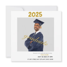 Thin Magnetic Modern Gold Graduation Invitation 
