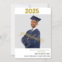 Thin Magnetic Modern Gold Graduation Invitation
