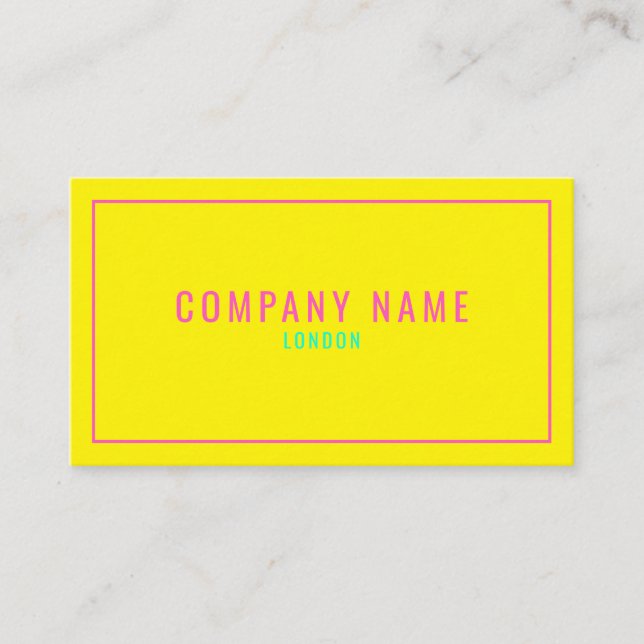 Thin neon pink and yellow business card (Front)