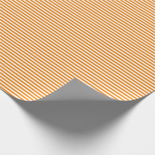Thin Orange and White Stripes Wrapping Paper