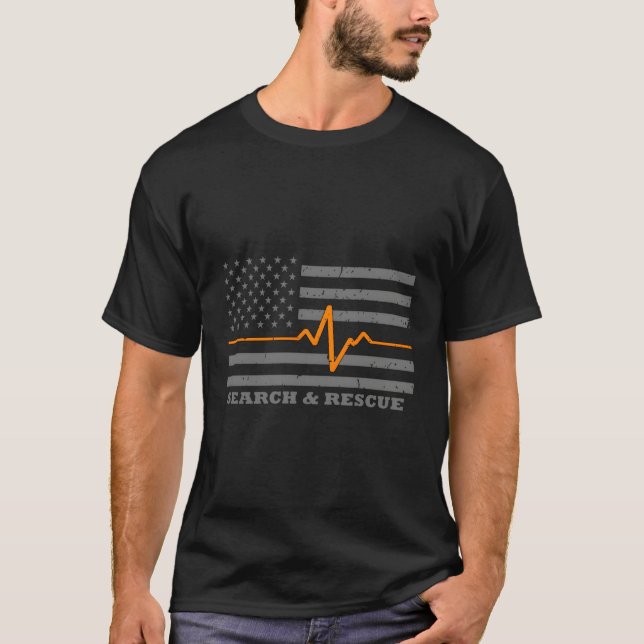Thin Orange Line Flag Search And Rescue T-Shirt (Front)