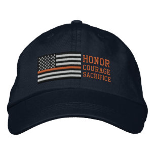 Thin Orange Line US Flag Honor Courage Sacrifice Embroidered Hat