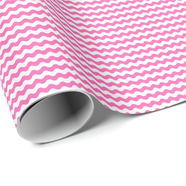 Thin Pink and White Waves Wrapping Paper (Roll Corner)