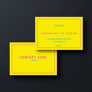Thin pink neon border, yellow business card