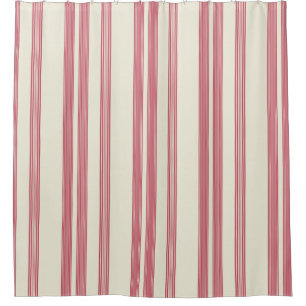 Thin Pink Vertical Stripes Off White Background Shower Curtain