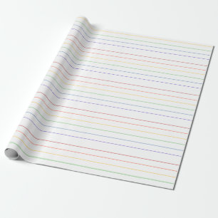 Thin Rainbow Stripes on White Background Wrapping Paper