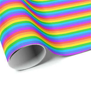 Thin Rainbow Stripes Wrapping Paper
