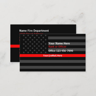 Thin Red Line American Flag Contact Business Card