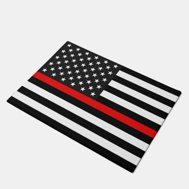 Thin Red Line American Flag Doormat (Angled)