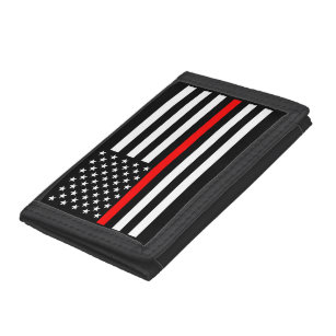 Thin Red Line American Flag Graphic Decor on a Trifold Wallet