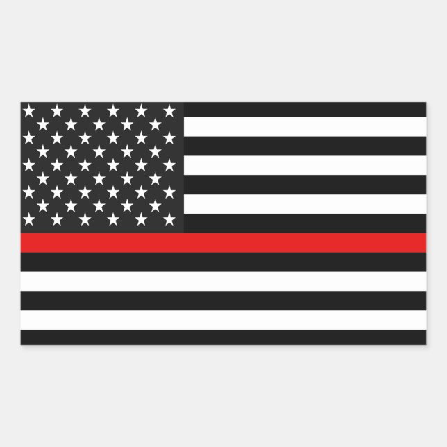 Thin Red Line American Flag Rectangular Sticker (Front)
