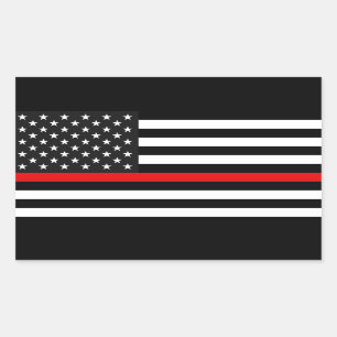 Thin Red Line American Flag Rectangular Sticker