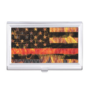 Thin Red Line and Flames Business Card Holder