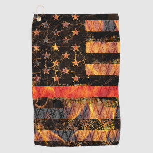 Thin Red Line and Flames Golf Towel