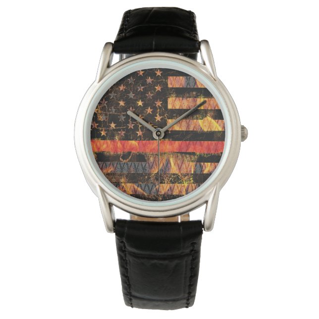 Thin Red Line and Flames Watch (Front)