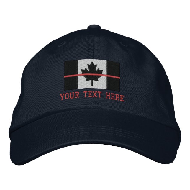 Thin Red Line Canadian Flag Personalise it Embroidered Hat (Front)