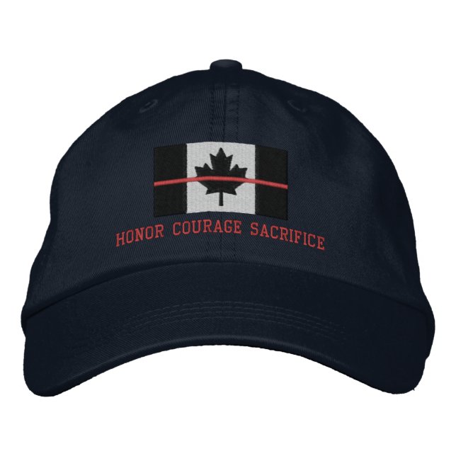Thin Red Line Canadian Honour Courage Sacrifice Embroidered Hat (Front)