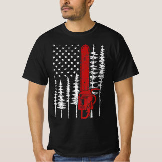 Thin Red Line Chainsaw Wood Fireman Firefighter T-Shirt