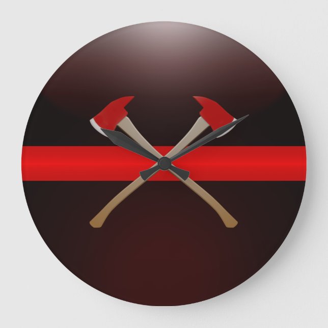 Thin Red Line Crossed Fire Axes Large Clock (Front)
