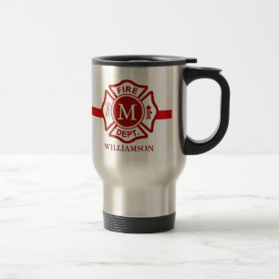 Thin Red Line Custom Monogram Fire Rescue Travel Mug