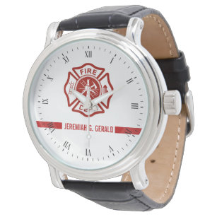 Thin Red Line Custom Name Firefighter Themed Watch